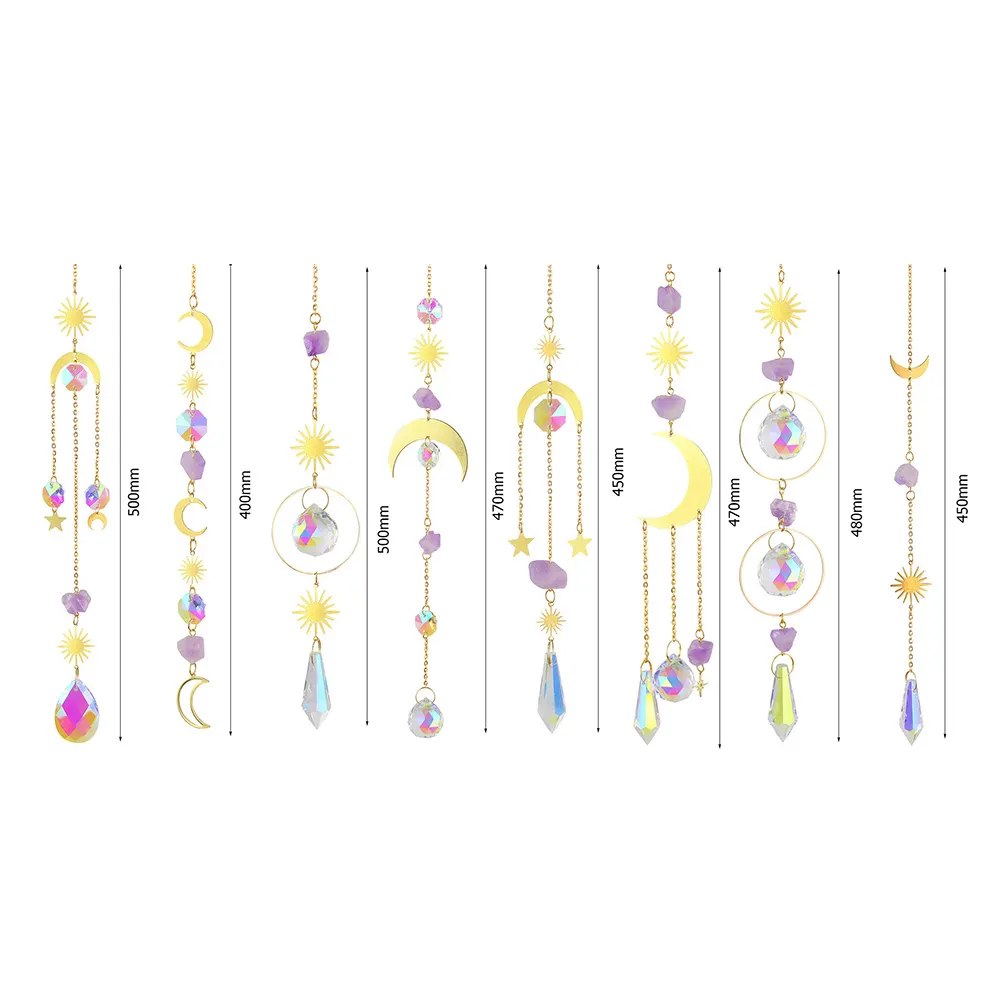 Crystal Wind Chime Star Moon Prism Hanging Pendant Home Garden Decorations