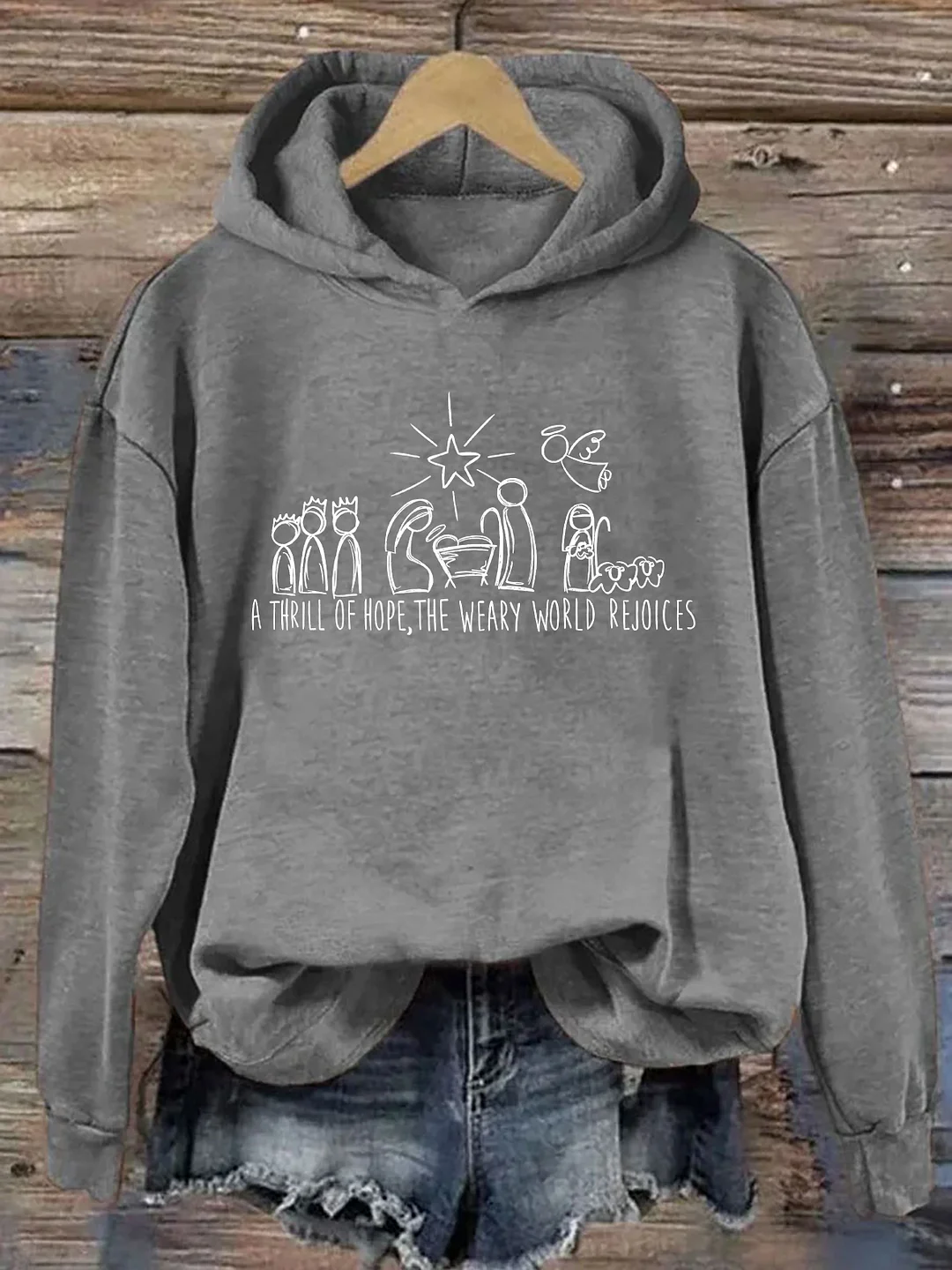 A Thrill Of Hope The Weary World Rejoices Hoodie