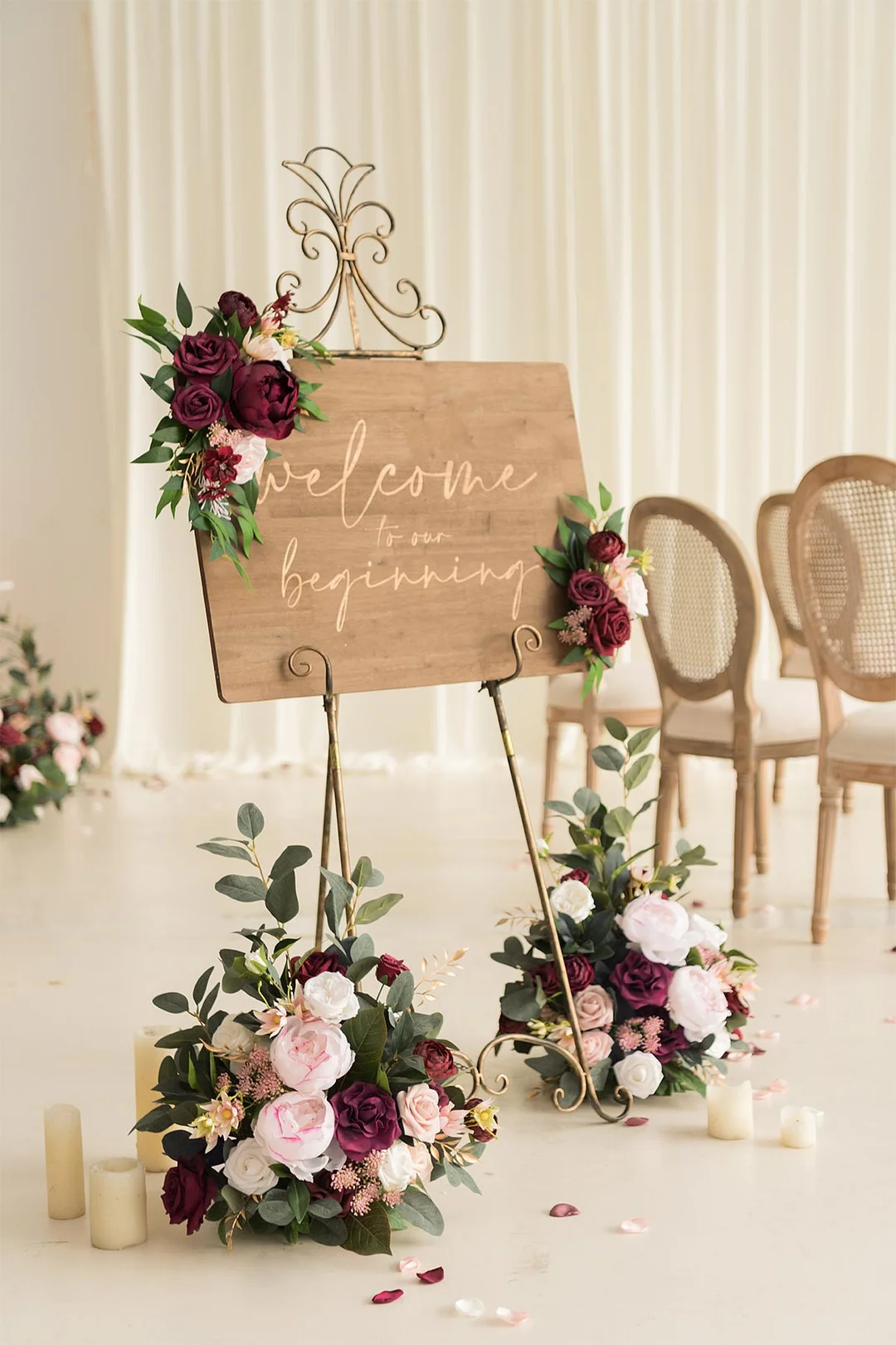 Free-Standing Flower Arrangements in Romantic Marsala