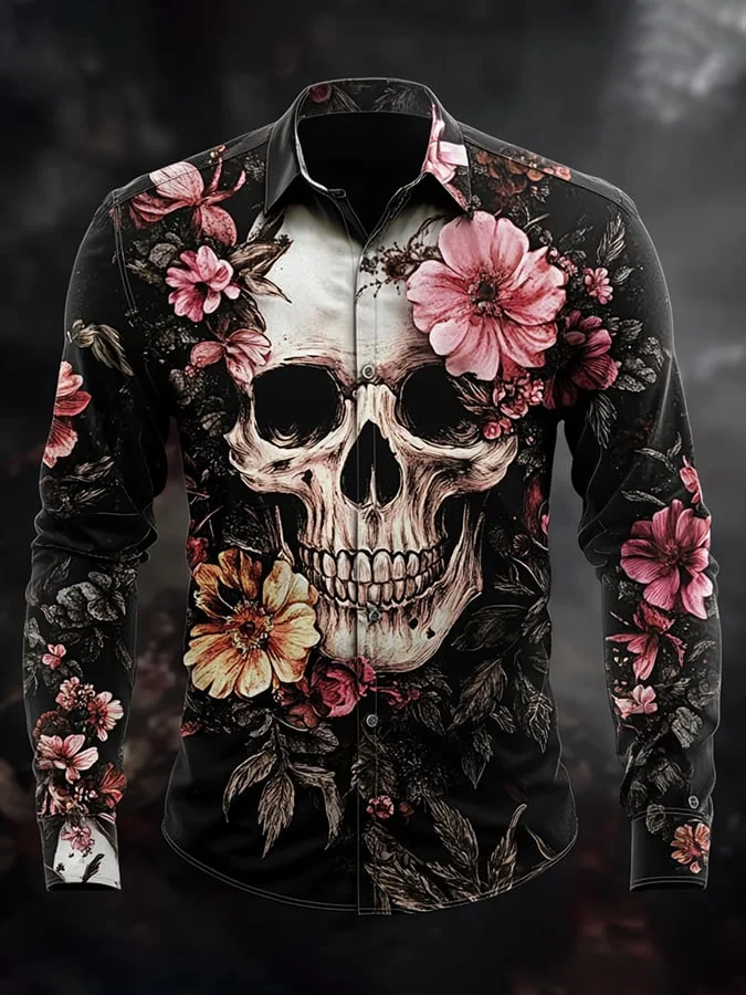 Men's Vintage Art Skull Shirt