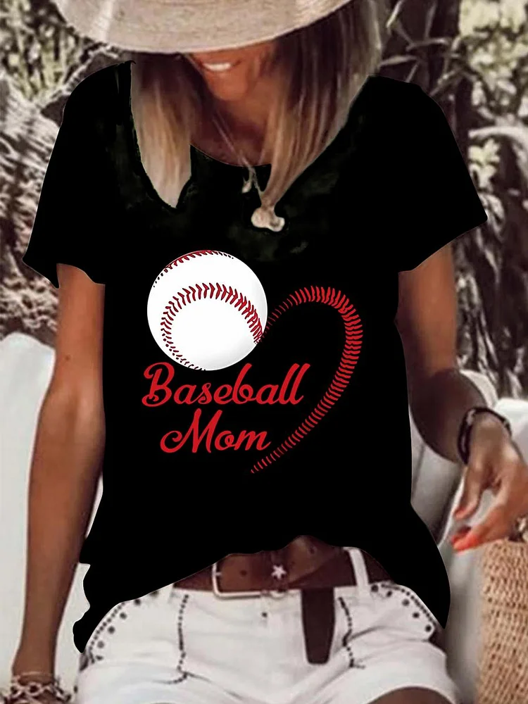 Baseball Mom Raw Hem Tee-0025633-Annaletters