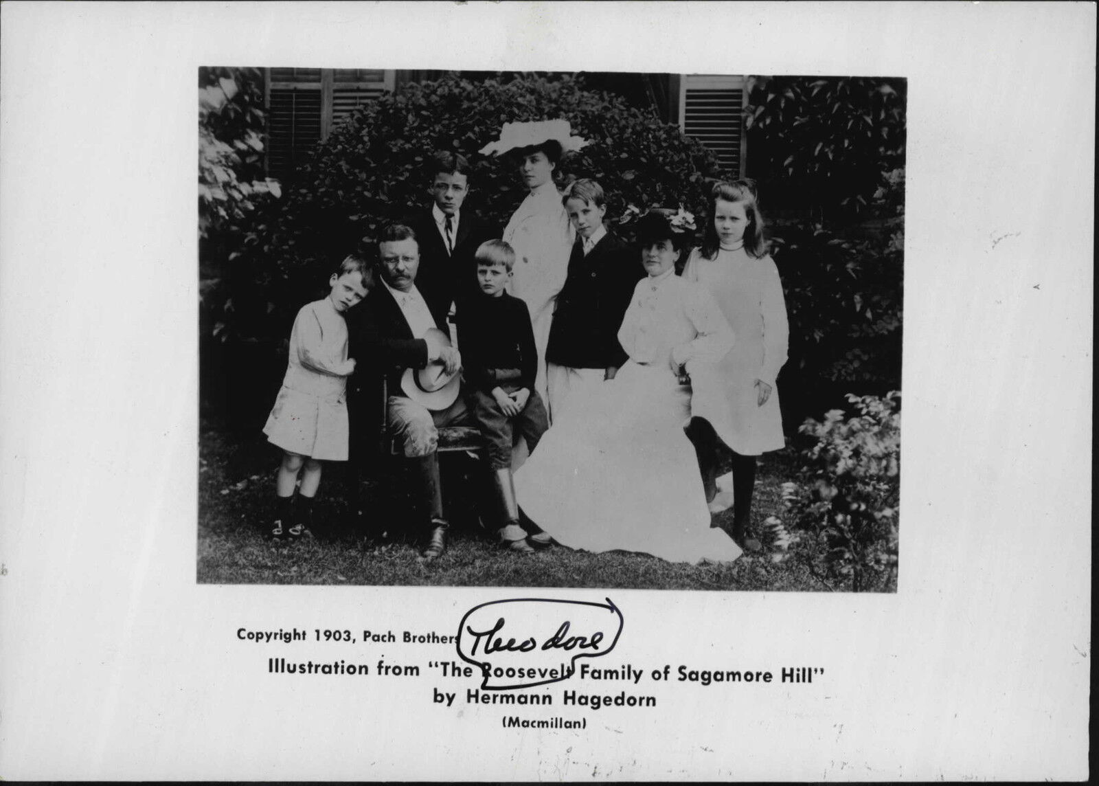 President Theodore Roosevelt & Family at Sagamore Hill Press Photo Poster painting