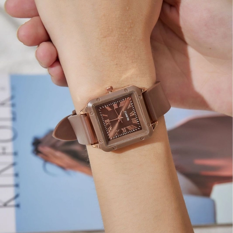 Retro Solid Color Buckle Quartz Watch Women's Watches