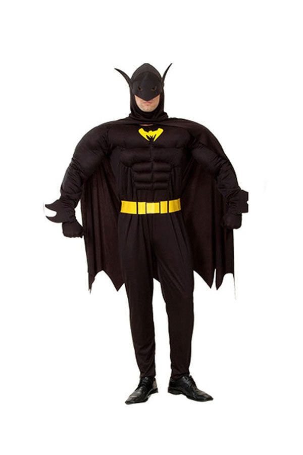 Halloween Cosplay Muscle Spiderman Jumpsuit Adults Man Costume Black-elleschic