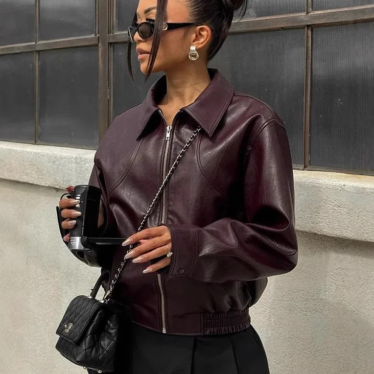 Nigikala Nigikala Women's Clothing Fashion Casual Leather Jacket Jacket