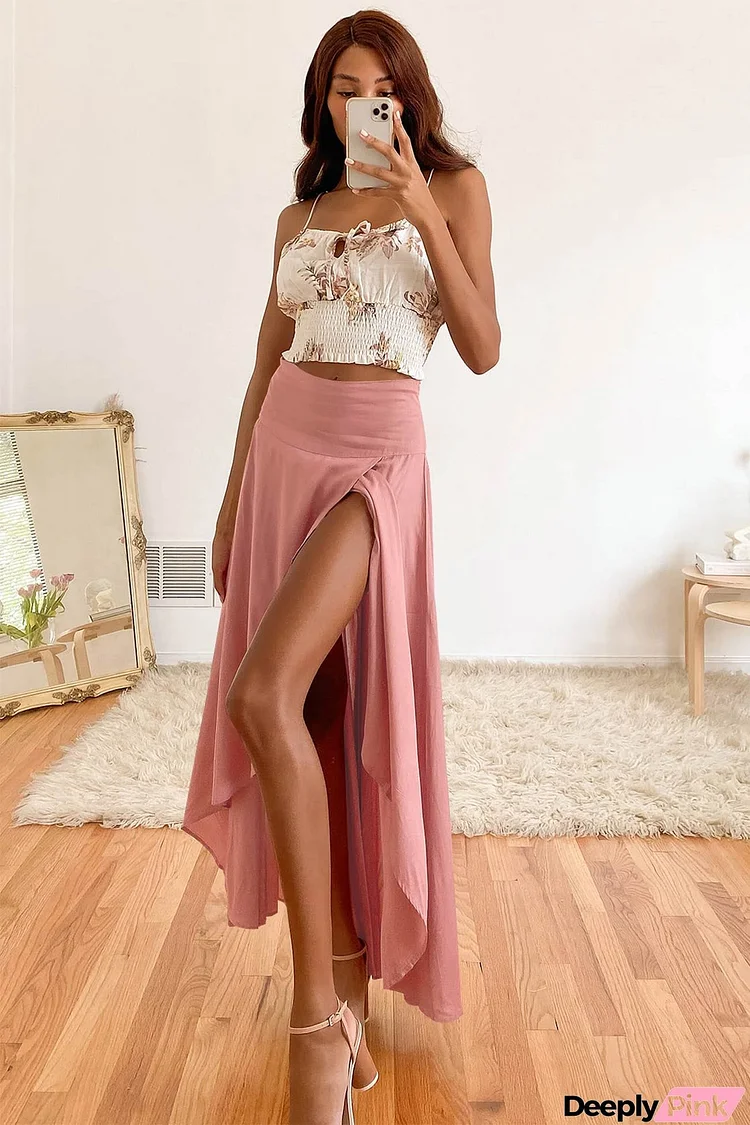 Flounces Irregular Midi Skirt