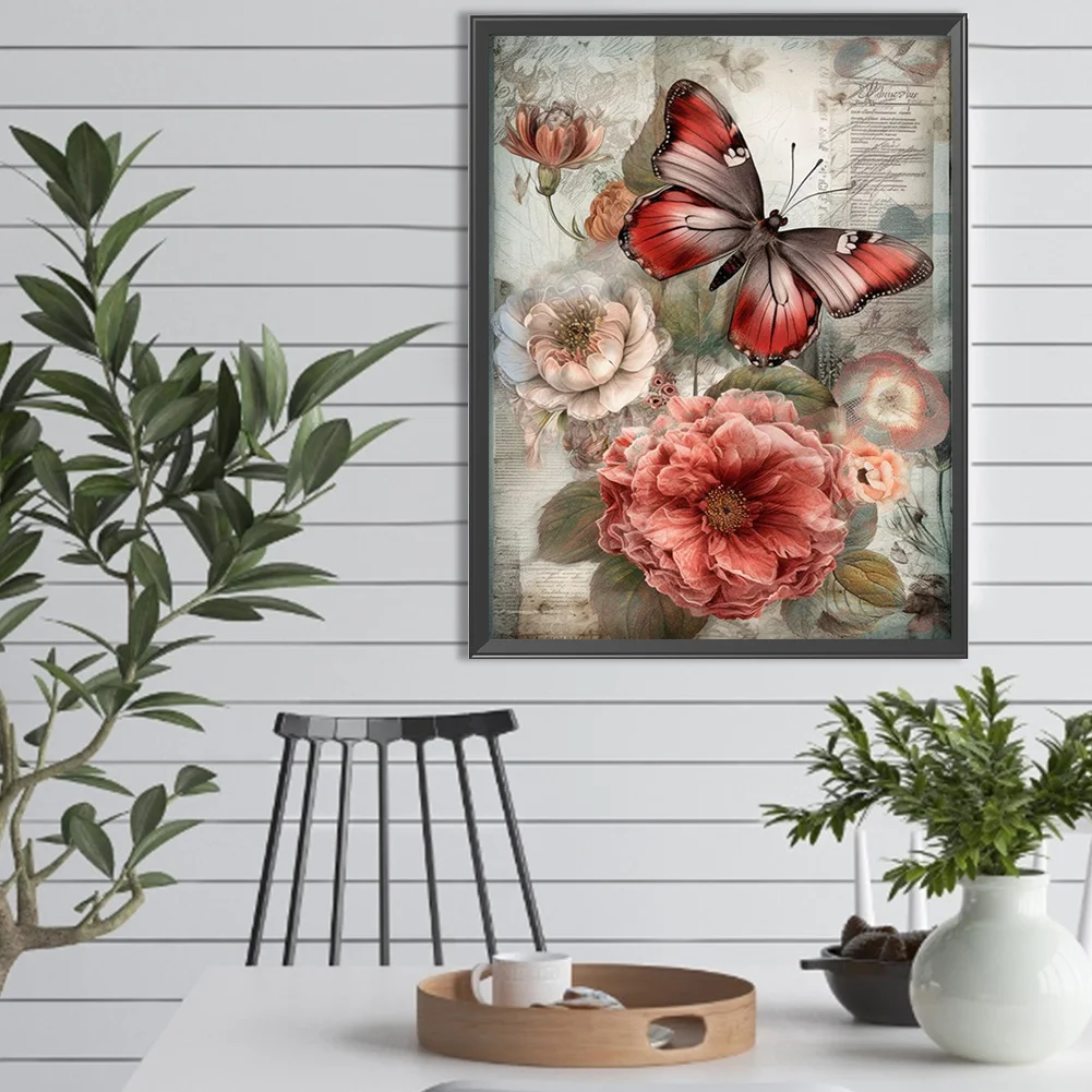 Diamond Painting - Full Square Drill - Butterfly Flower(Canvas|30*40cm)