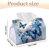 Blue Butterfly DIY PULeather Diamond Painting Tissue Box for Adults Beginners Gem Art Painting Napkin Holder for Living Room Bedroom Bathroom Table Decor