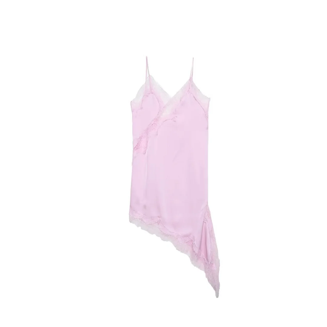 Nigikala Nigikala New Female V-Neck Lace Decoration Asymmetric Sling Dress 5919200