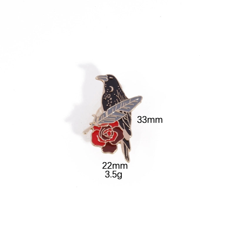 Retro IG Style Pin Crow Flower Alloy Unisex Brooches