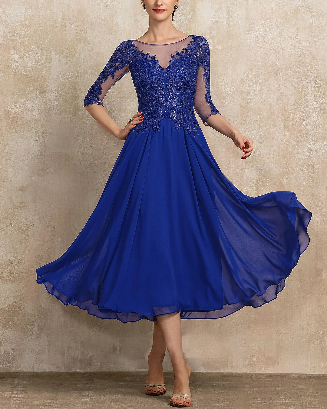 Elegant Fashion Lace Sequin Dress - 01