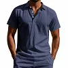 Men's British-Style Vacation Linen Short-Sleeve Polo Shirt by Inlyline