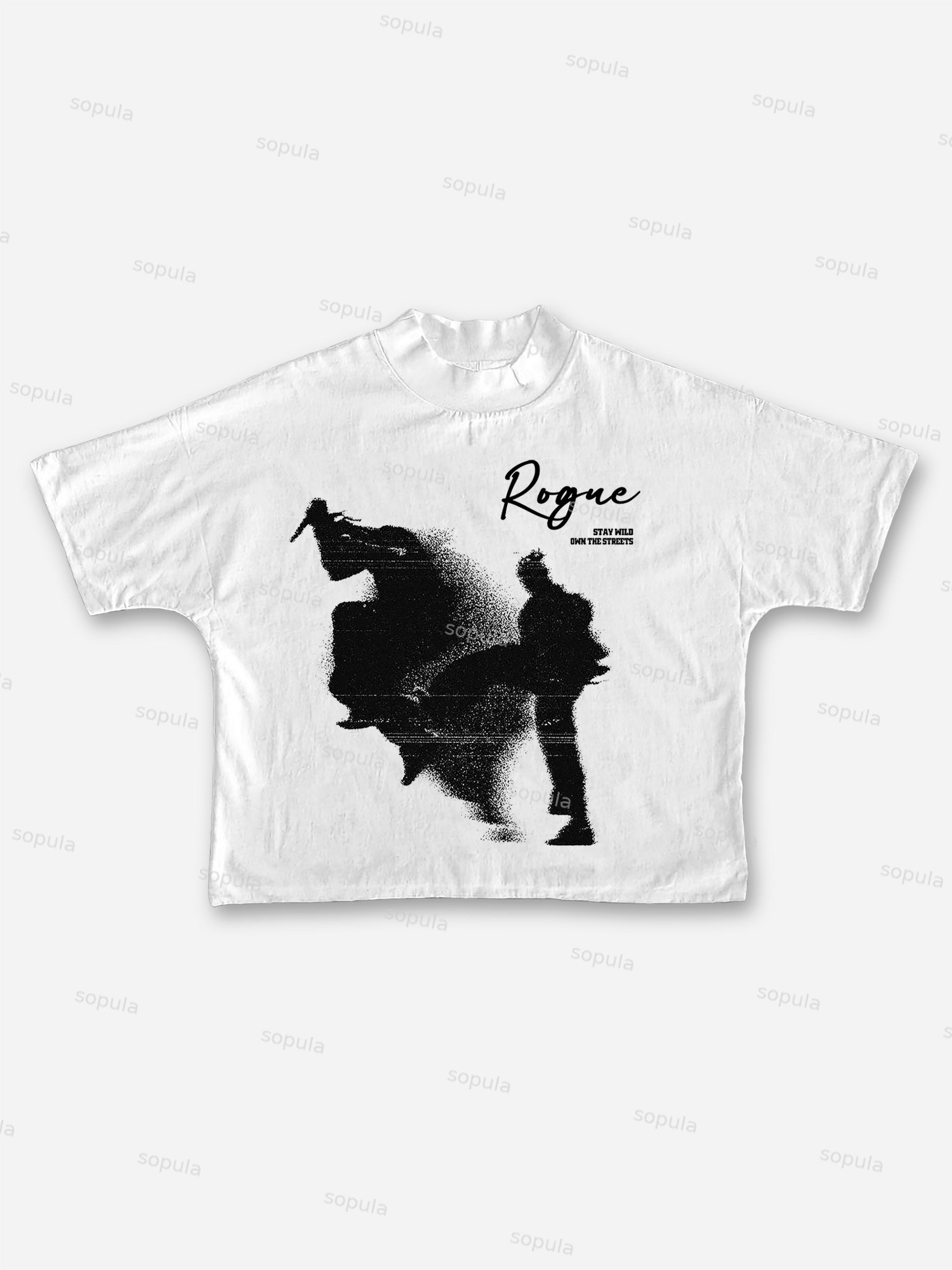Vintage Rogue Abstract Graphic Print Cropped T-shirt - SOPULA