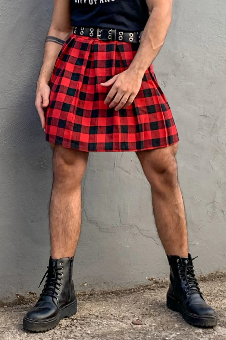 Ciciful Plaid A-Line Pleated Festival Mini Skirt Without Belt