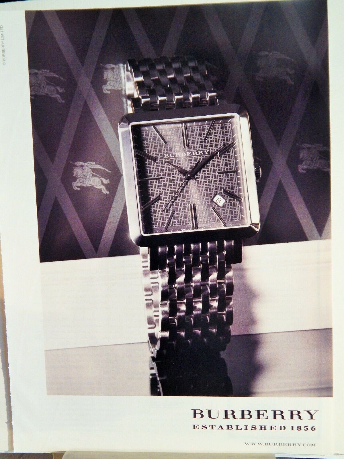 BURBERRY FINE WATCHES 2007 VTG Photo Poster painting AD, RARE EPHEMERA