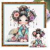 Cartoon Japanese Geisha-11CT Stamped Cross Stitch 40*40cm