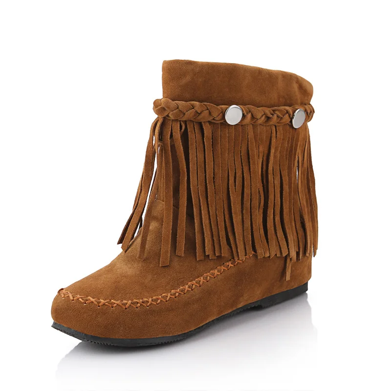 Tanguoant Tanguoant Heighten Ankle Boots Tassel Boots Plus Size Women's Boots 116-8