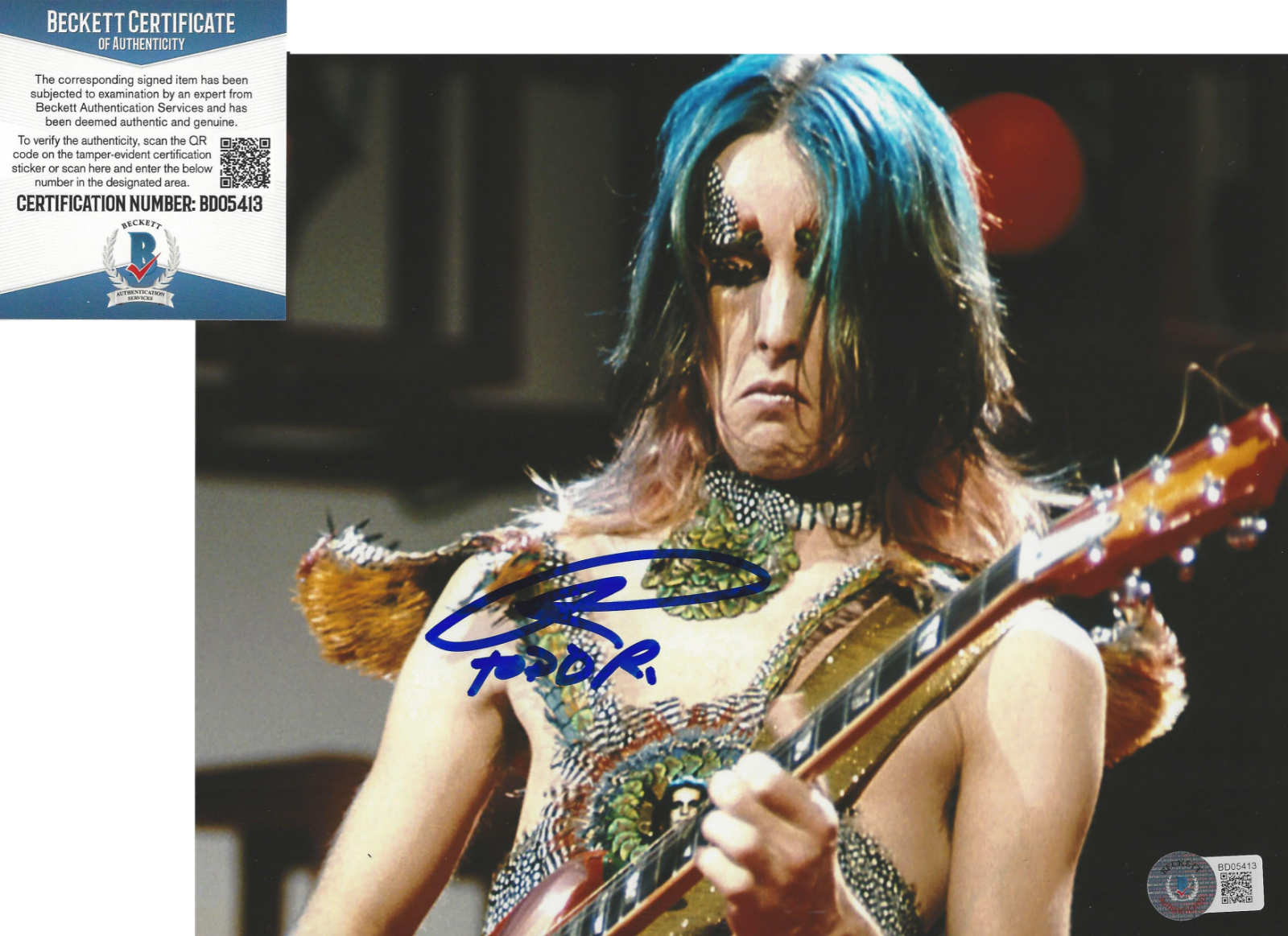 SINGER TODD RUNDGREN SIGNED 8x10 Photo Poster painting E UTOPIA GUITAR PROOF BECKETT COA BAS