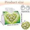 (24cm)Diamond Art Tissue Box Cover DIY PU Desktop(Heart-shaped white daisies)
