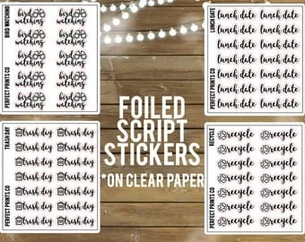 pornhint Pornhint Foiled Script Stickers on CLEAR paper for use in Planner