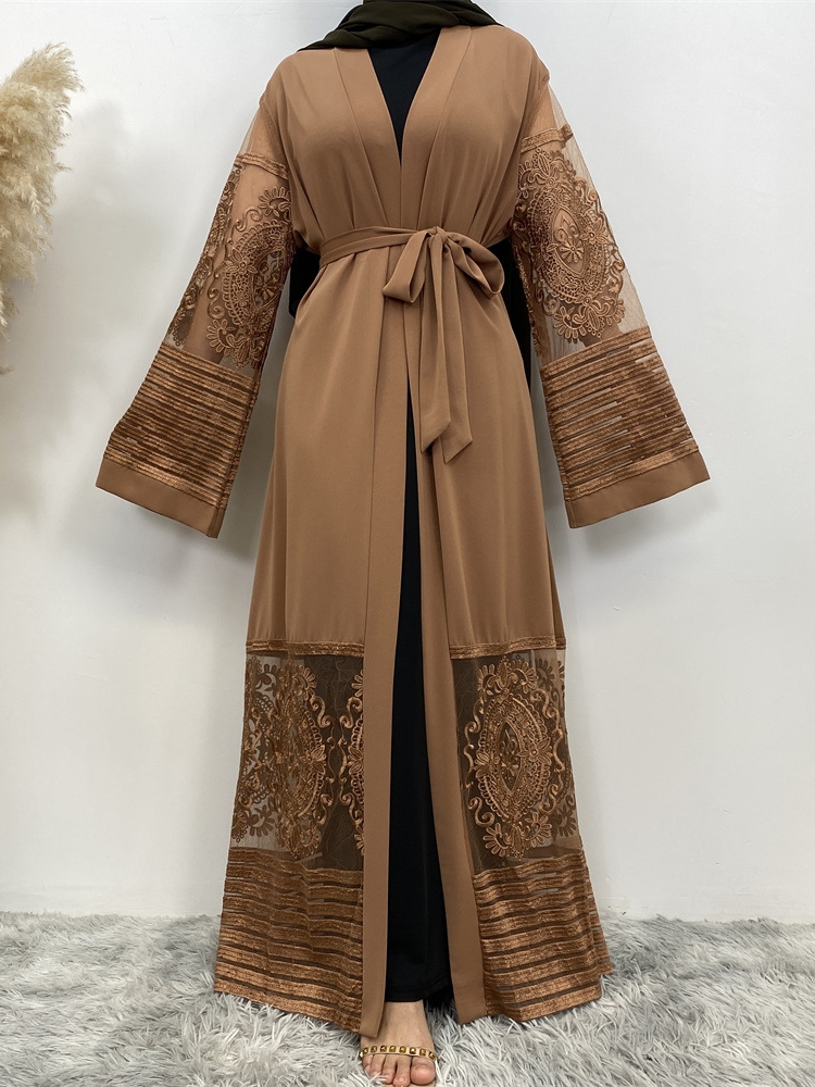 Fashion Cardigan Embroidered Mesh Dress | Oxredo Shop Ramadan Sale