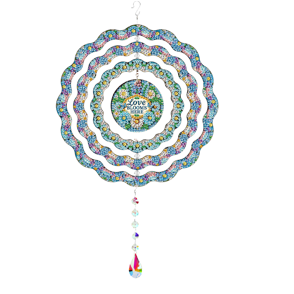 DIY Diamond Painting Rotating Wind Chime Diamond Art Hanging Pendant (Flower)