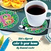 2Pcs/set Diamond Painting Letter Coaster Cup Cushion Home Decor