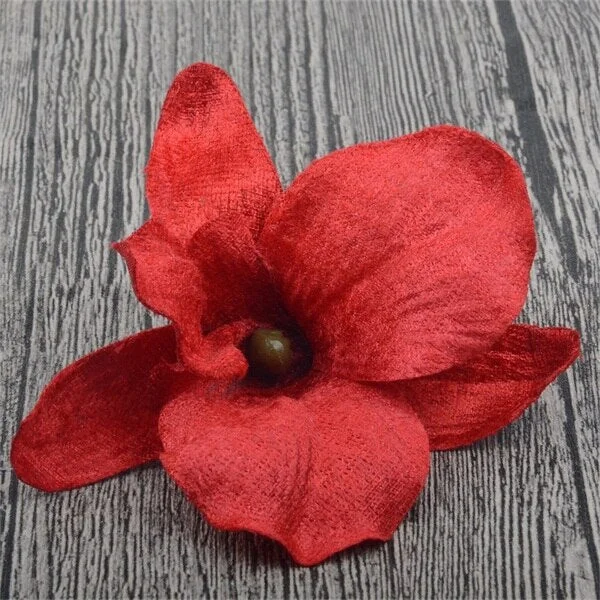 5pcs/lot 8cm High Quality Silk Artificial Orchid Flower Heads For Wedding Christmas Decoration Orchis Cymbidium Fake Flowers