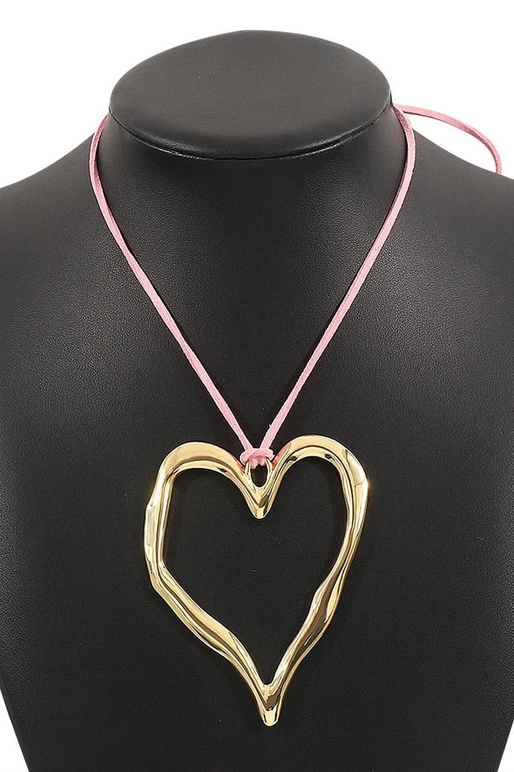 Exaggerated Irregular Alloy Heart Pendant Tied Up Necklace