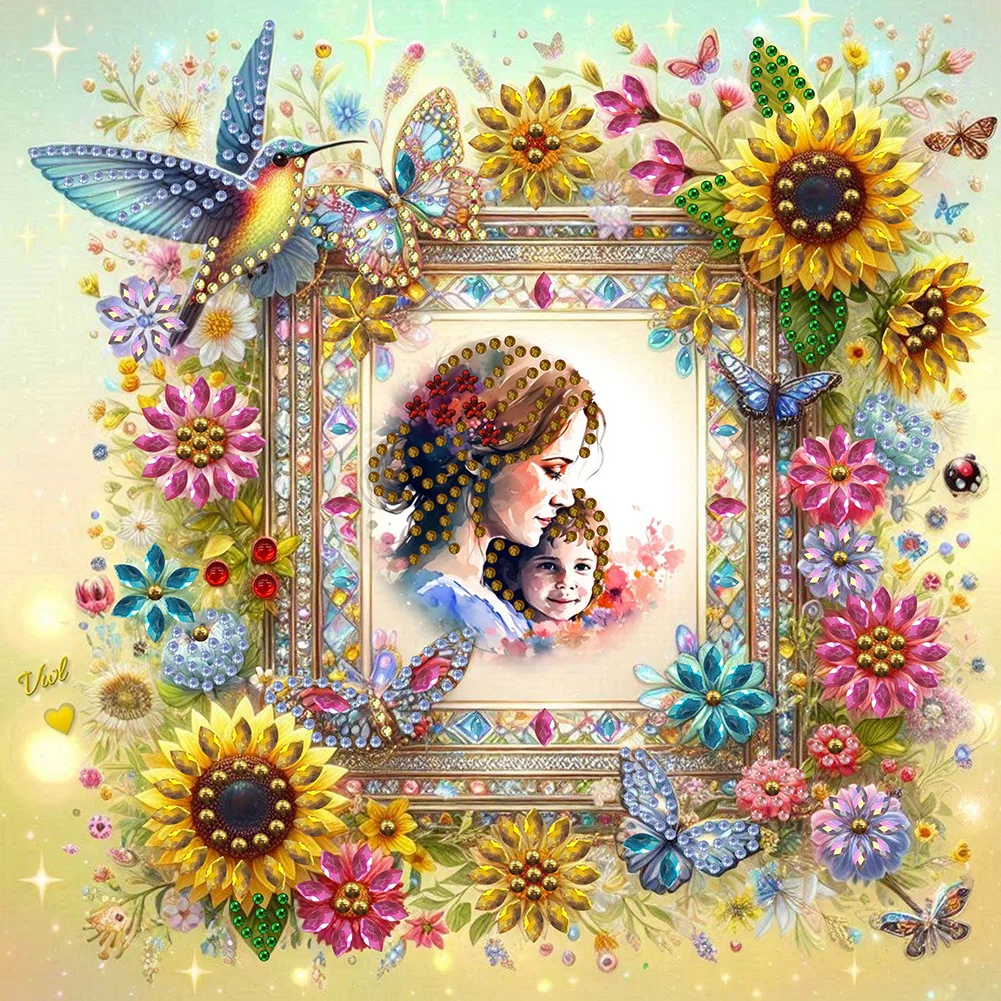 Partial Special-shaped Crystal Rhinestone Diamond Painting - Mother Kid(Canvas|30*30cm)