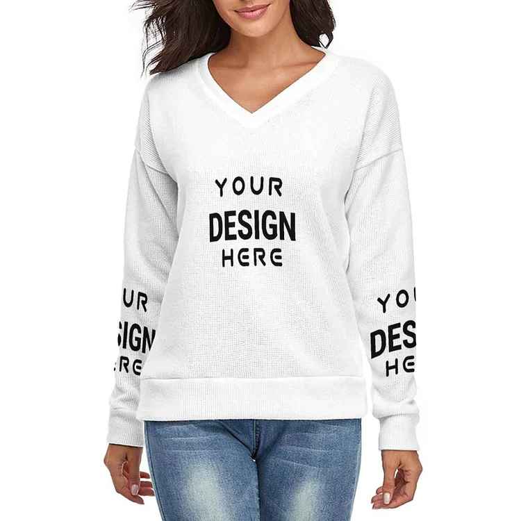 Personalized Design Women's V-neck Sweater Full Print