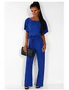 Women's Casual Loose Jumpsuit Solid Color Wide Leg Drawstring