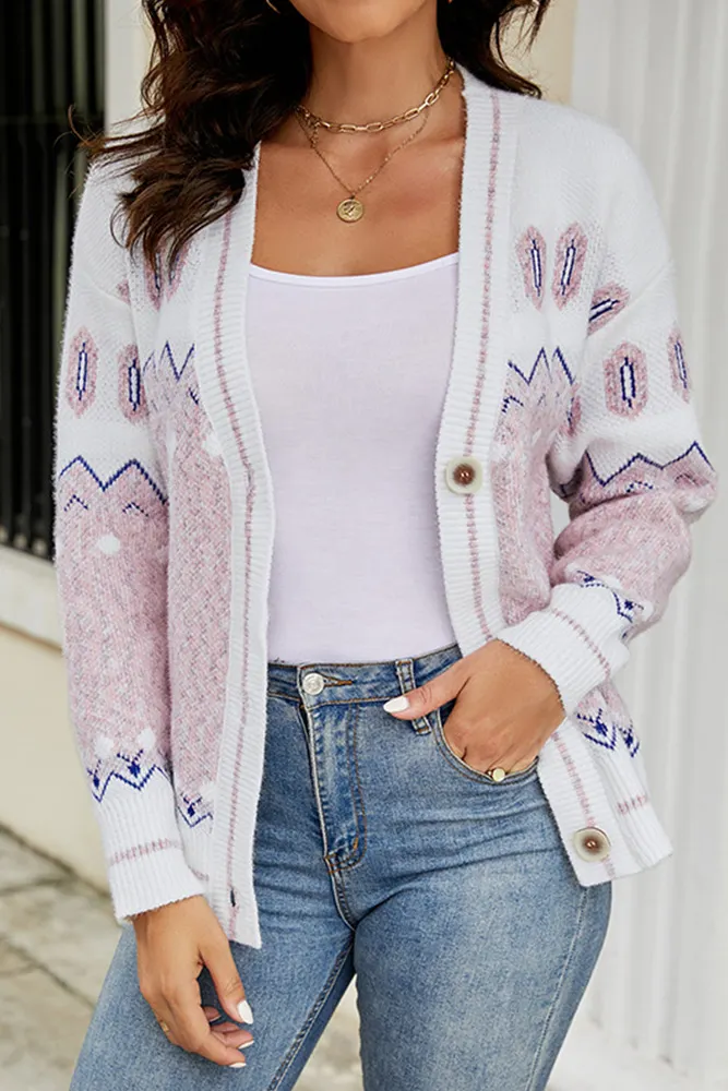Open Front Button Up Knitting Cardigan