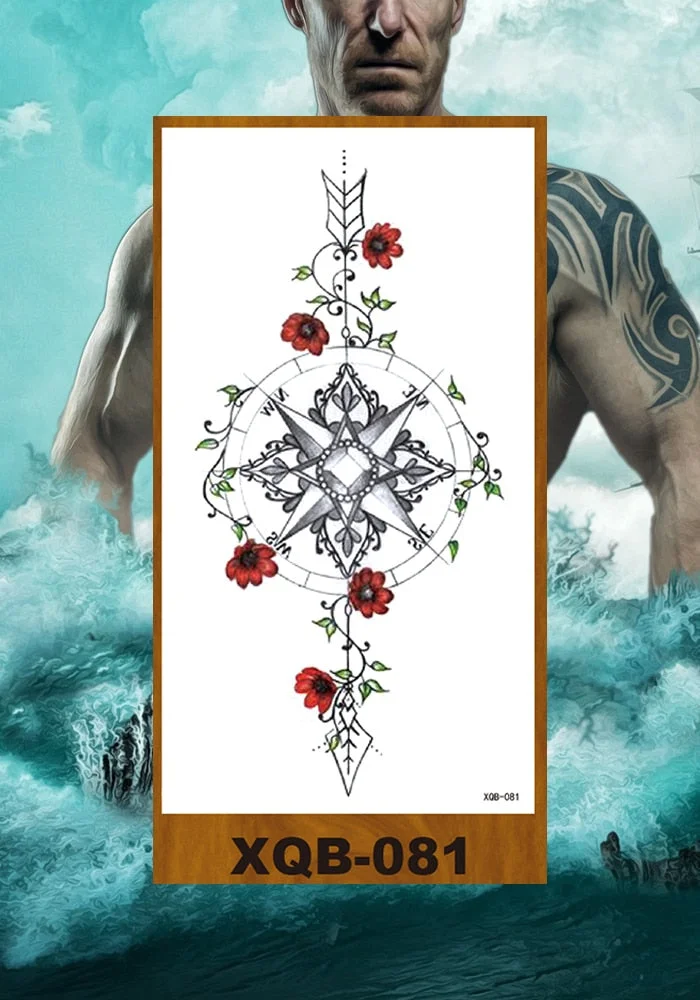 Temporary Tattoos Stickers Women Girl Chest Arm Fake Tatoo Lotus Peony Rose Magnolia Flowers Totem Face Body Makeup Waterproof