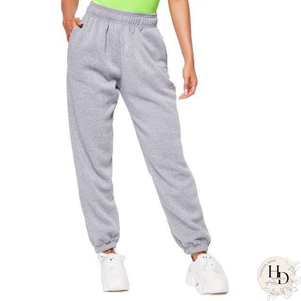 Multi-pocket Sweatpants Women Casual High Elastic Waist Drawstring