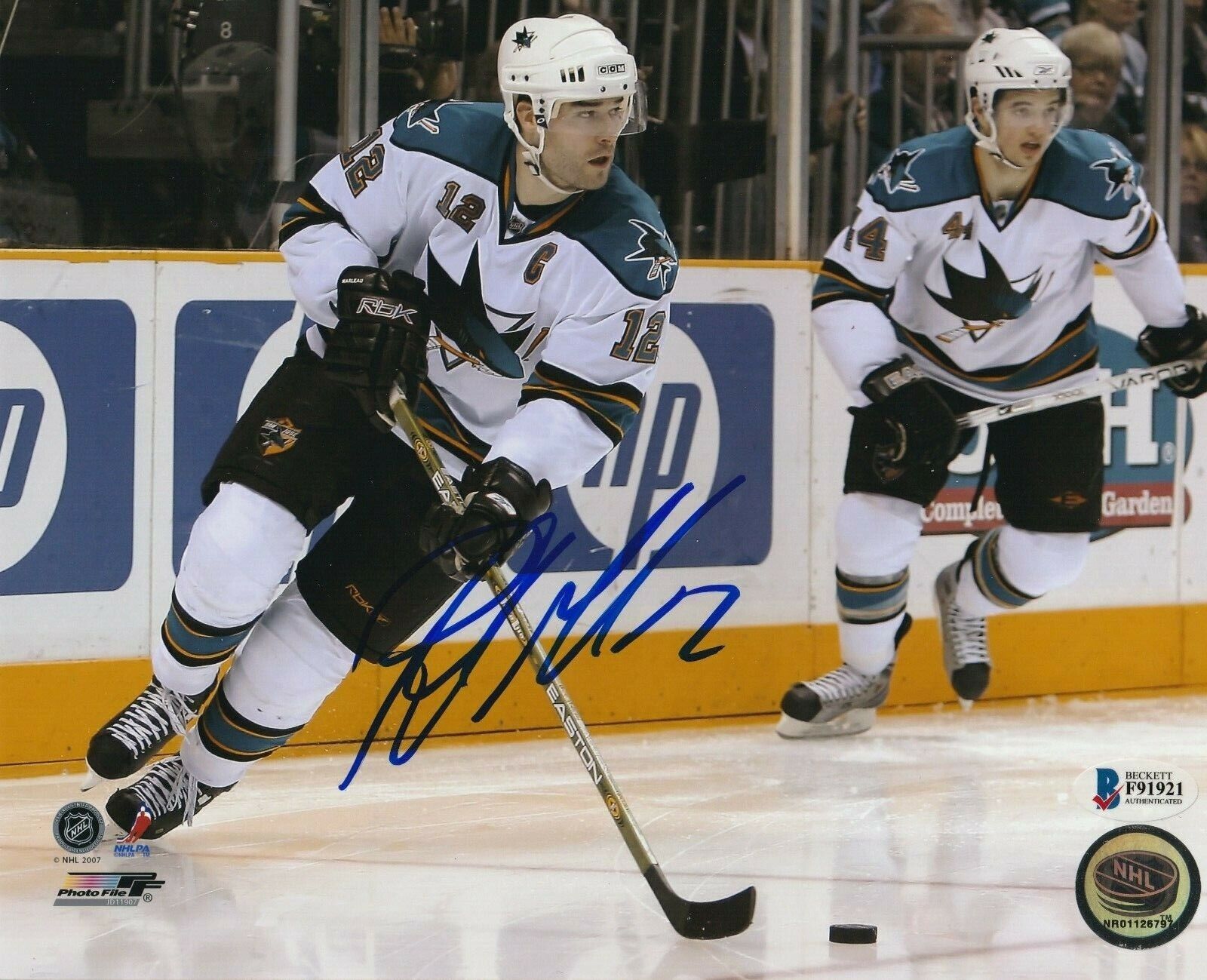 PATRICK MARLEAU Signed SHARKS 8x10 Photo Poster painting w/ Beckett COA