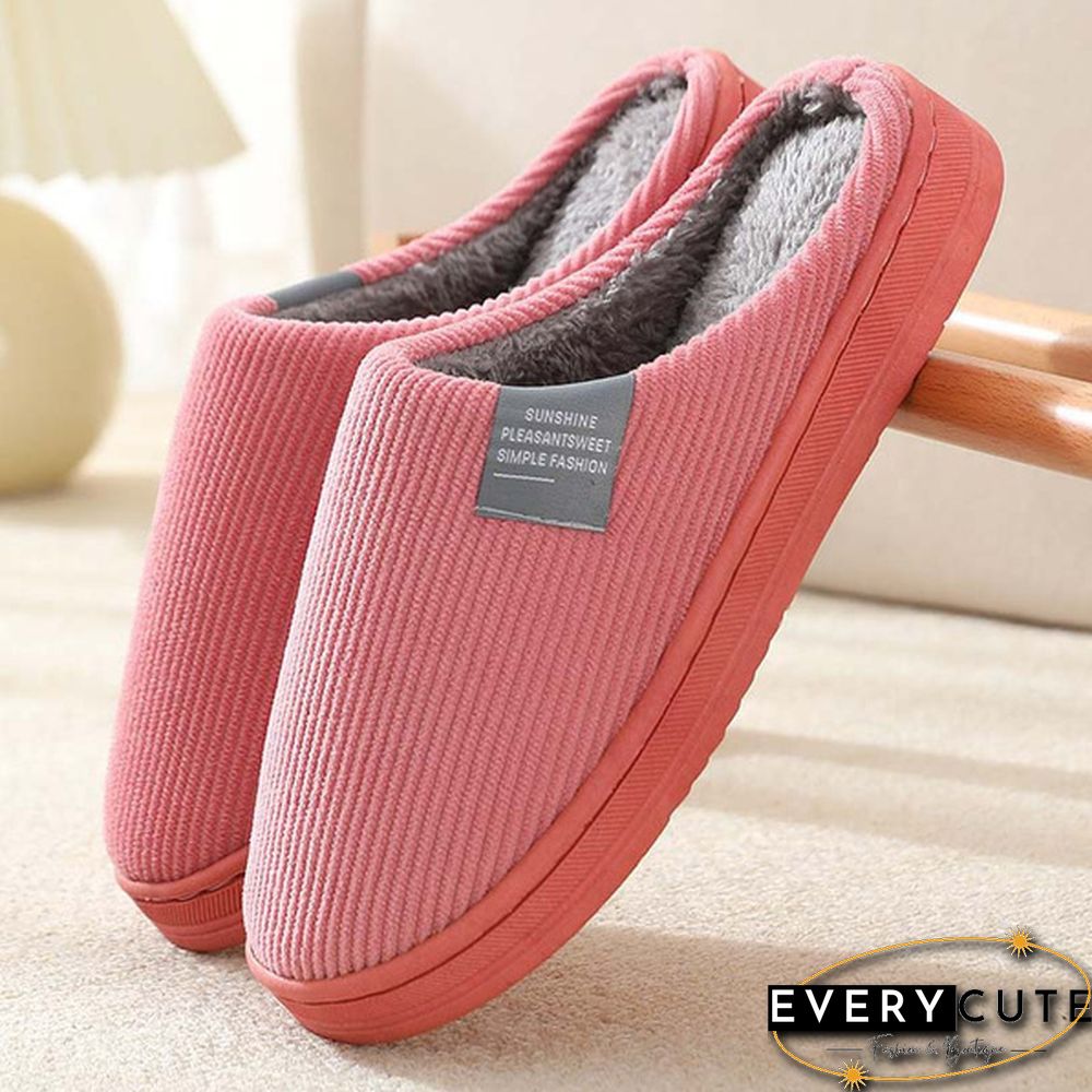 Winter Warm Cotton Slippers Women Men Home Shoes Simple Non-Slip Indoor Slides Corduroy Couple Slipper Female Shoes