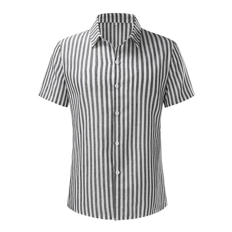 BrosWear Casual Striped Print Short Sleeve Shirt