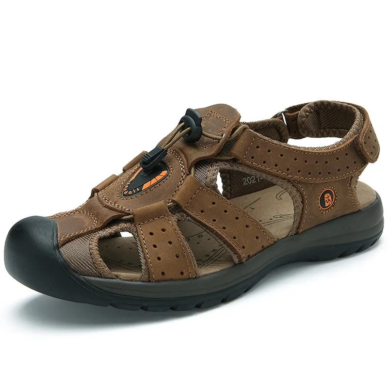 2021 Big Size Summer Genuine Leather Outdoor Men's Shoes Men Sandals For Male Casual Shoes Water Walking Beach Sandalias Sandal