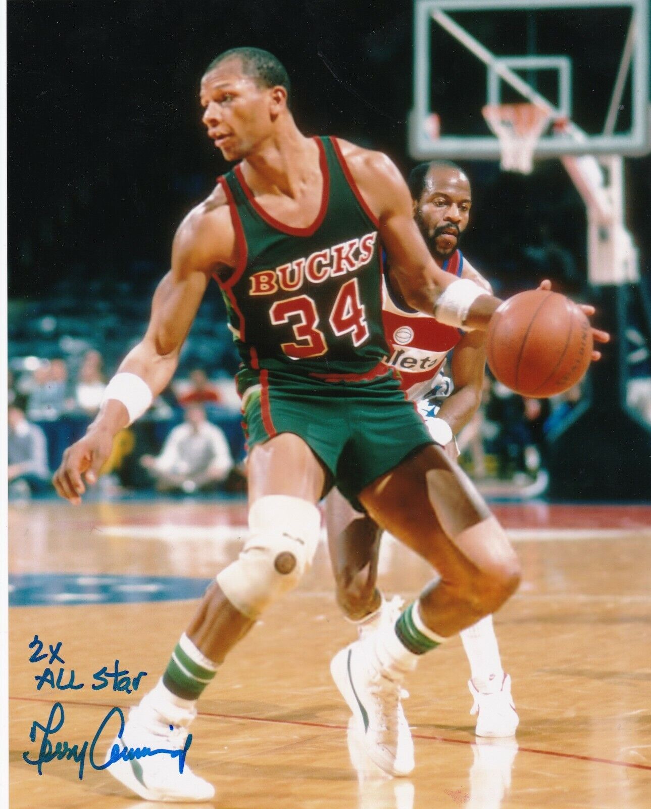 TERRY CUMMINGS MILWAUKEE BUCKS 2 X ALL STAR ACTION SIGNED 8x10 Photo Poster painting