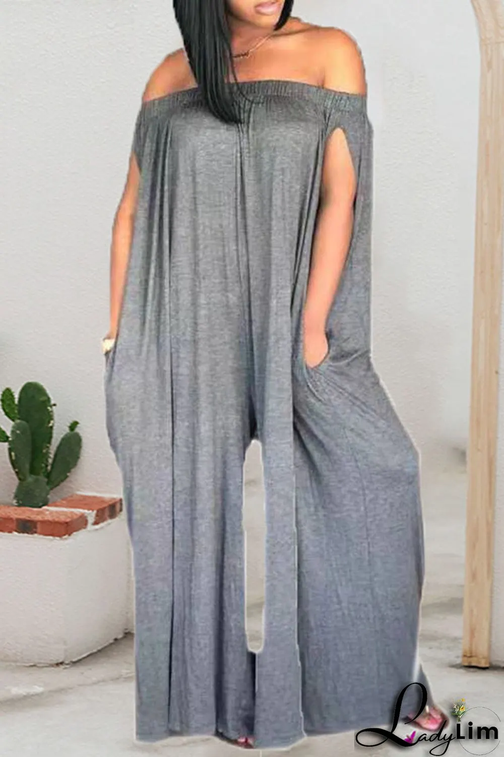 White Casual Solid Patchwork Off the Shoulder Straight Jumpsuits