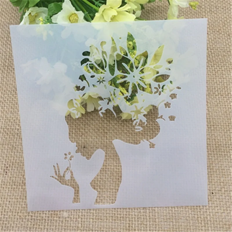 1 Sheet woman Layering Stencils for DIY Scrapbooking/photo album Decorative Embossing DIY Paper Cards Crafts