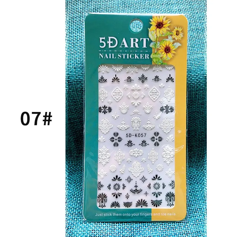 5D Winter Christmas Embossed Manicures Stickers Nail Art Decoration Bird Snowflakes Festive Design Xmas Decals For Manicuring