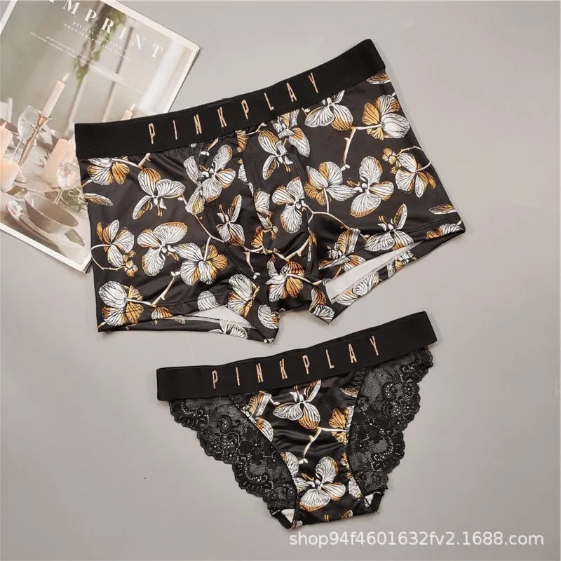 New Style Men's And Women Underwear Sexy Lace Panties Women Low Waist Printing Briefs Male Comfort Boxers Fashion Lovers Panties