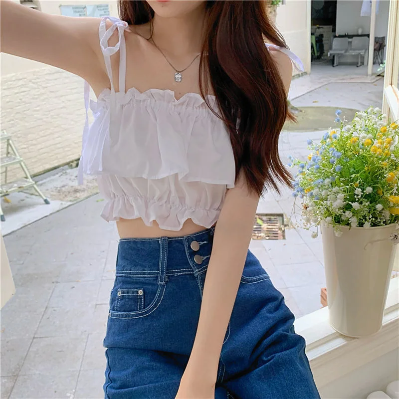 Uveng Uveng Leafside Spice Girls Sling Women's 2023 New Summer Vests Outside The High-Rise, Sleeveless Blaming Umbility Umbility Top