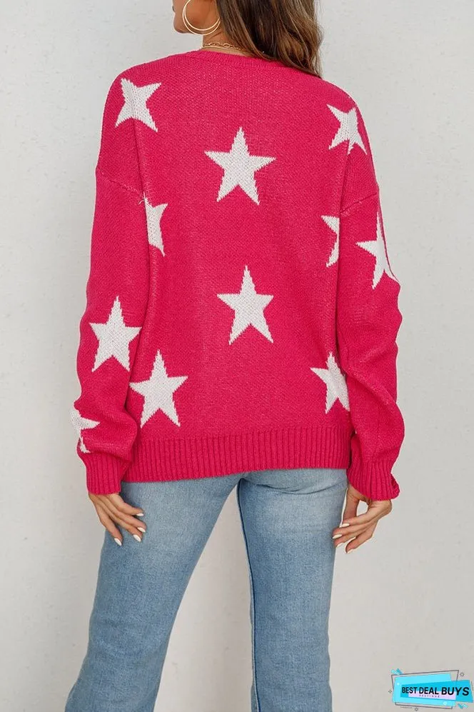 White Star Knitting Long Sleeve Sweater
