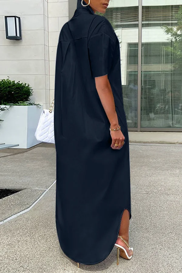 Short Sleeve Irregular Hem Blouse Dress