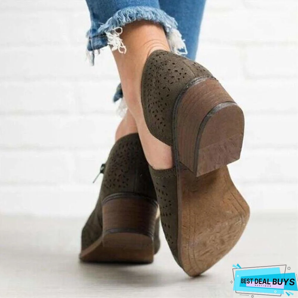 Leisure Hollow Low-heeled Shoes Women Sandals