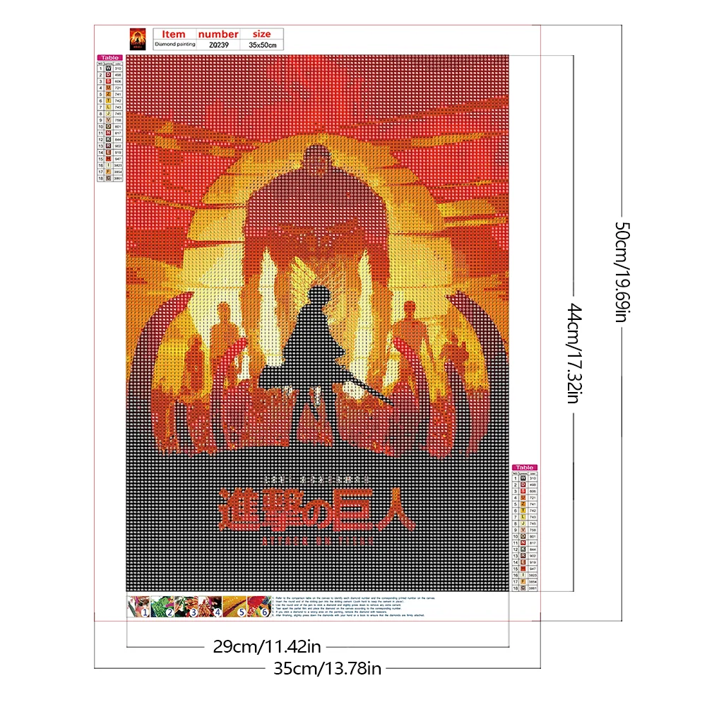 Full Round Diamond Painting 35*50cm - Attack On Titan - Silhouette