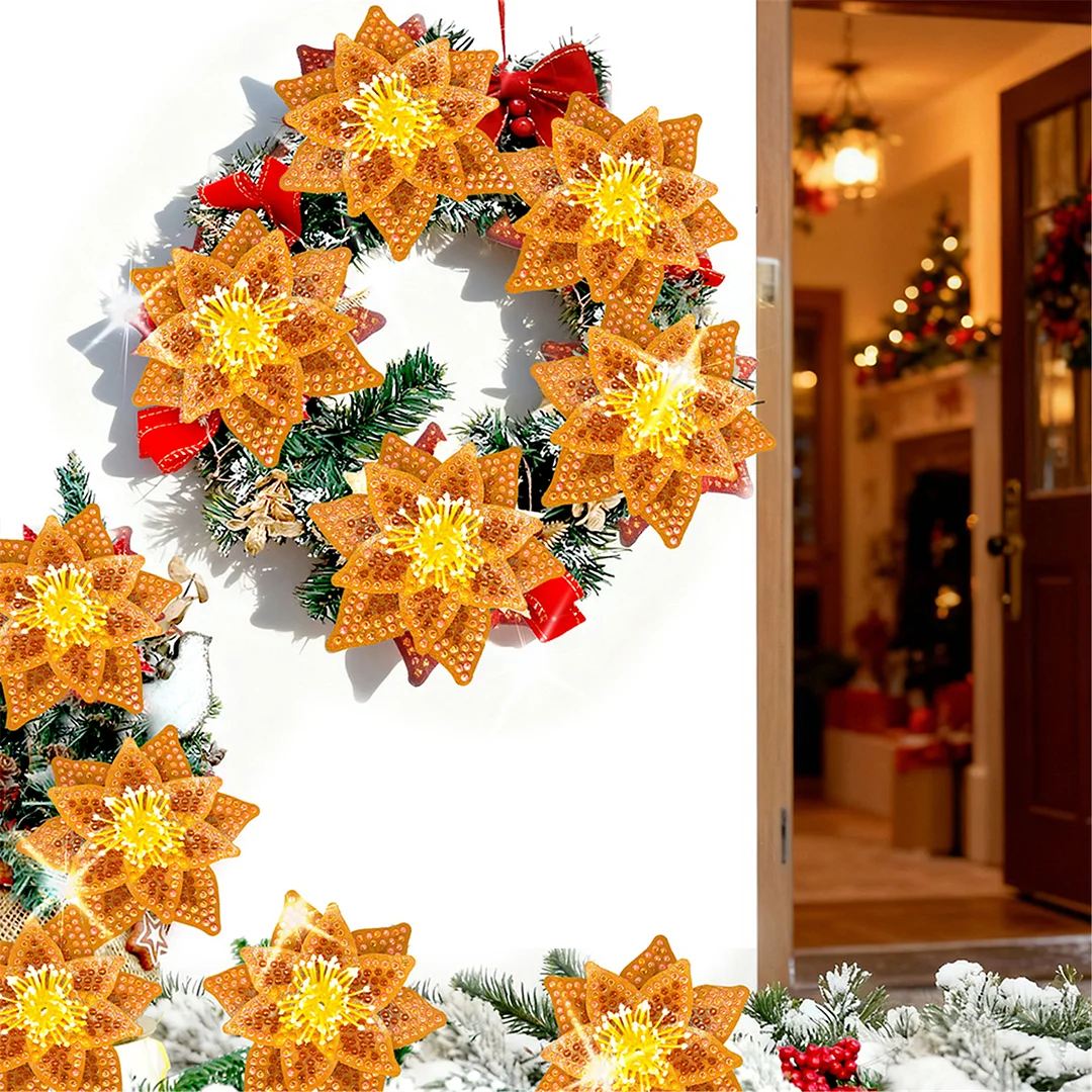 8Pcs 3D Orange Artificial Flowers DIY Desktop Diamond Art Kit Adults Home Decor